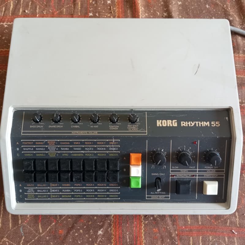 1970s Korg KR-55 Rhythm 55 Analog Drum Machine Gray and black - Used Korg          Drum Machine