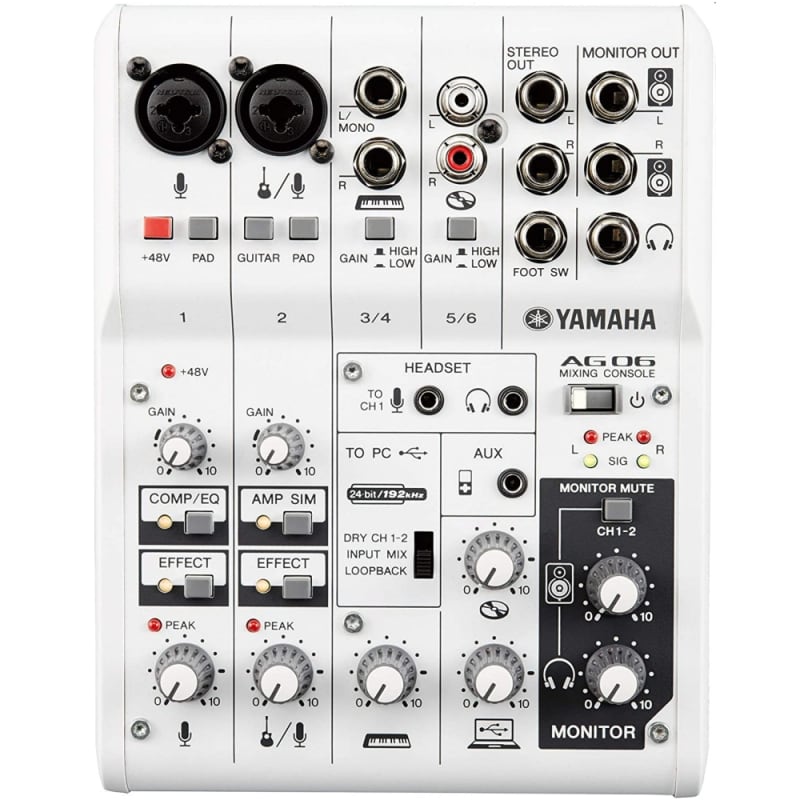 2022 - Present Yamaha AG06 MKII 6 Channel Analog Mixer Black - New Yamaha       USB Audio Interface