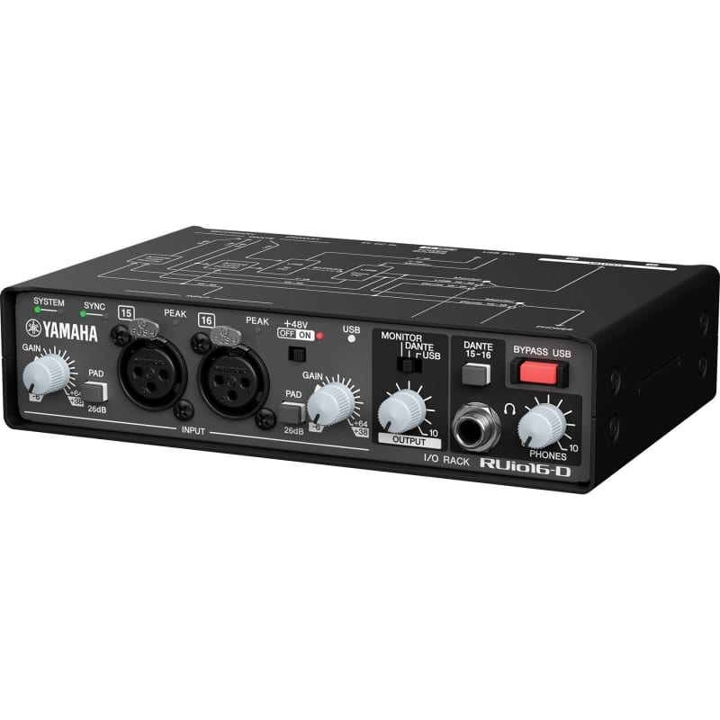 2022 - Present Yamaha RUio16-D Dante USB Audio Interface Black - New Yamaha       USB Audio Interface Analog