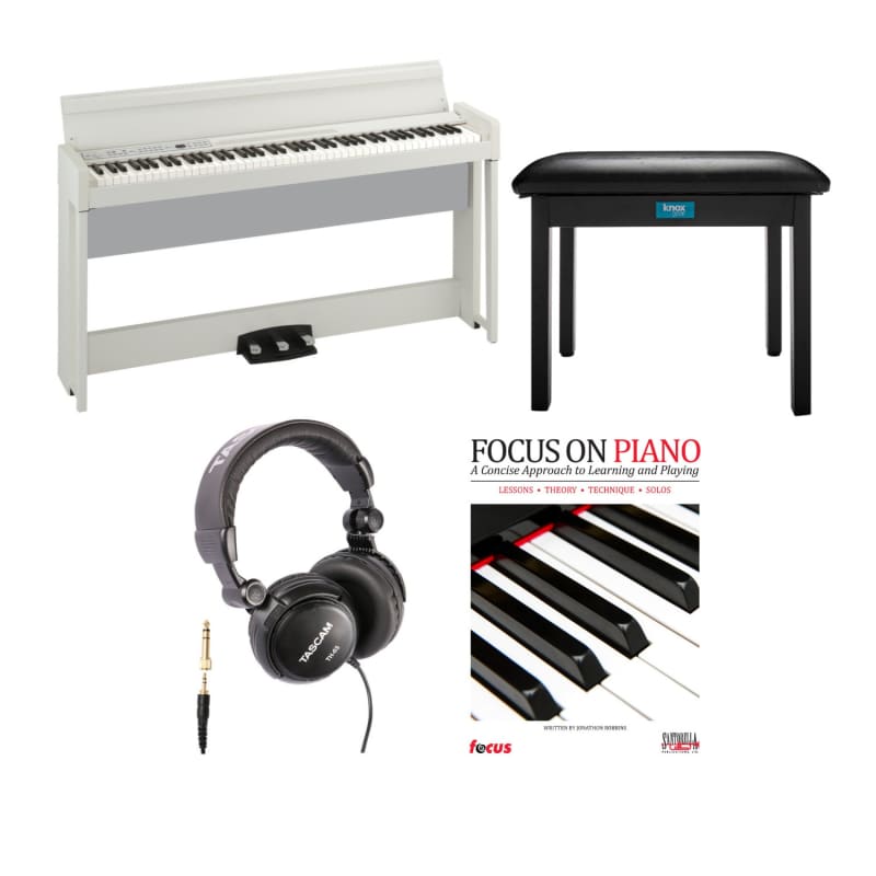 Korg Korg C1 88-Key Digital Piano (White) with Flip-Top Bench ... - new Korg            Digital Piano