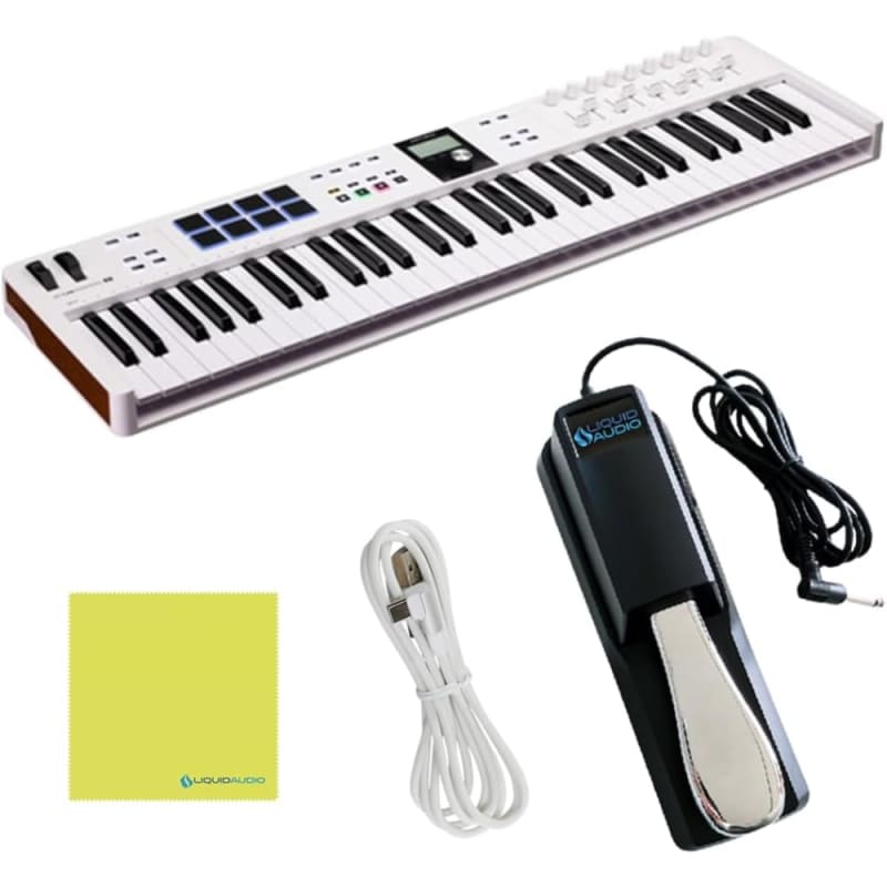 Arturia BNDL KEYLAB 61 Essential WHITE + PEDAL + CLOTH - new Arturia        MIDI Controllers