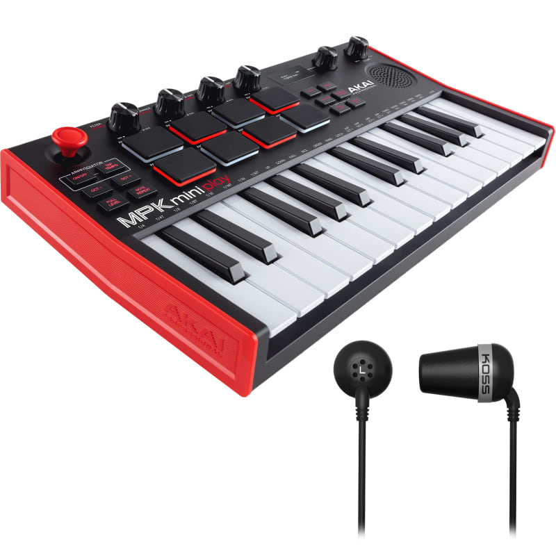 2022 Akai MPK Mini Play Mk3 Black / Red - New Akai  Keyboard