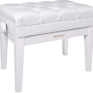 Roland RPB-500PW Piano Bench in Polished White with Vinyl Seat and Music Compartment