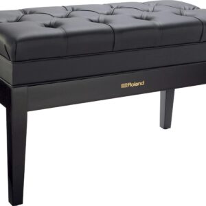 Roland RPB-D500PE Duet Size Piano Bench in Polished Ebony with Vinyl with Seat and Music Compartment