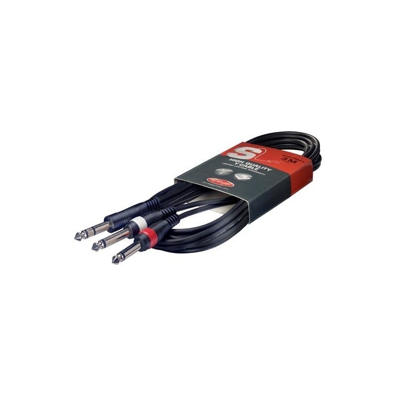 Andertons Pro Sound 6.3mm Stereo Jack to 2x Mono Jacks 3m