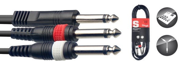 Andertons Pro Sound 6.3mm MONO Jack to 2 x 6.3mm Mono Jacks 3m