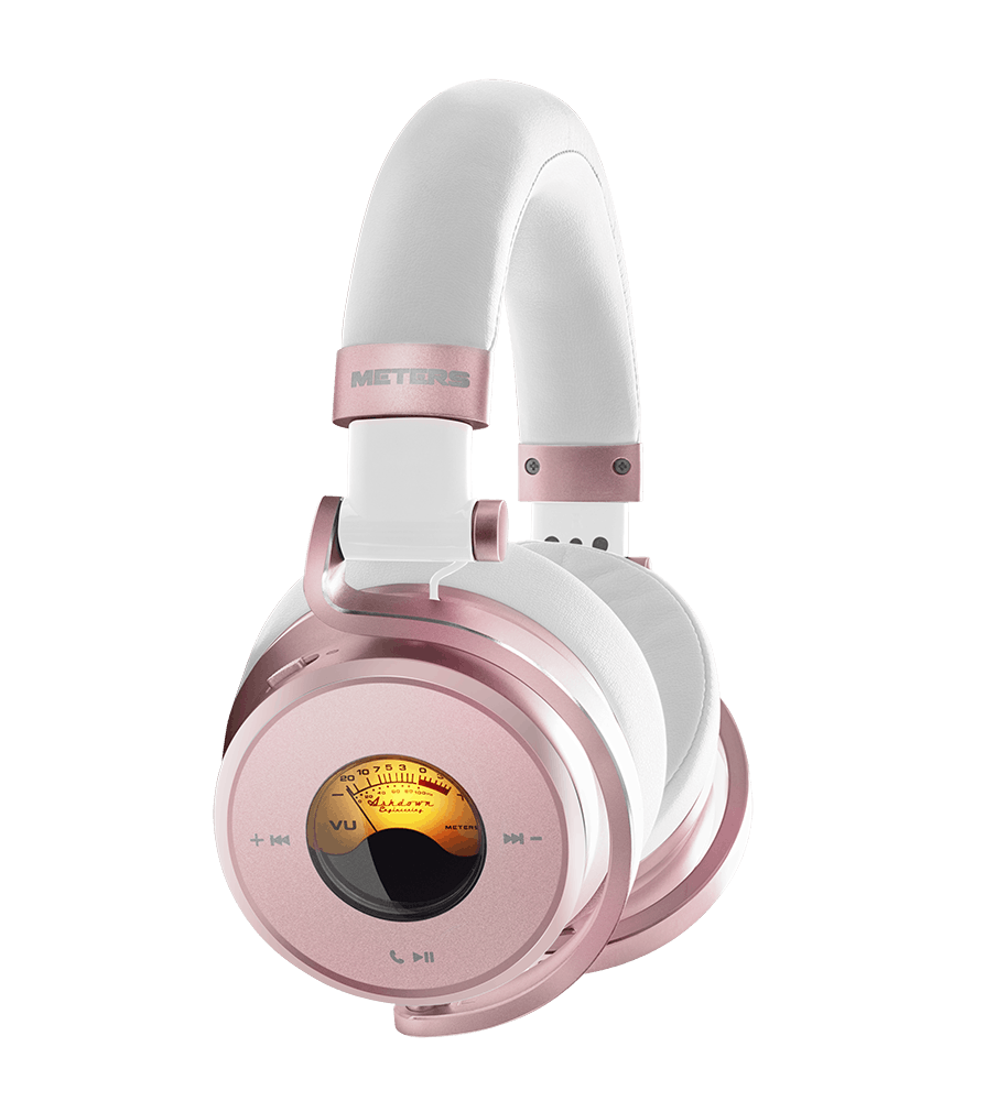 Meters Over Ear ANC & Bluetooth Rose Gold & White Over Ear High Res Audio Wireless & Wired Headphones