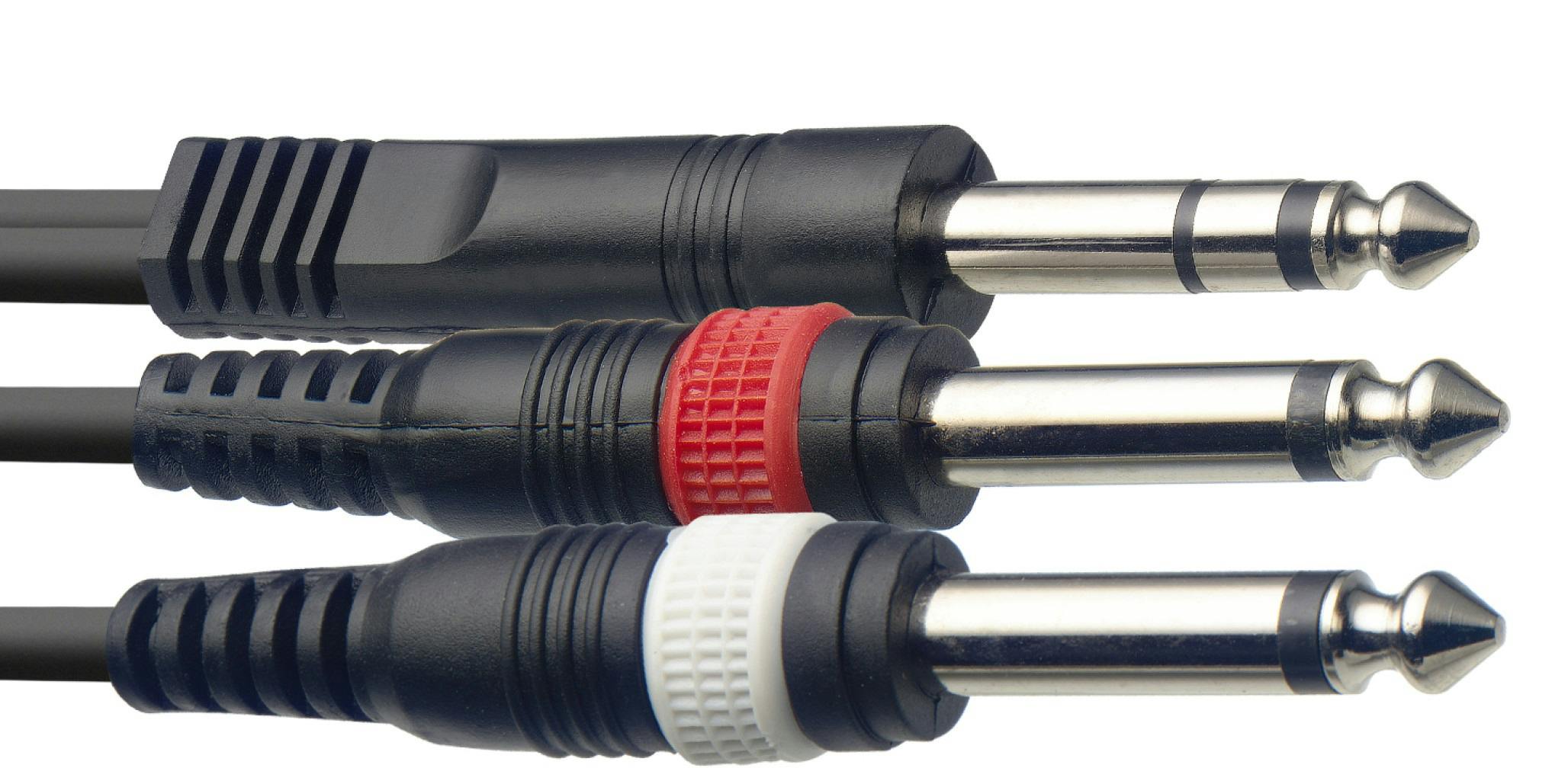 Andertons Pro Sound Insert Lead, 1/4" Stereo Jack to 2 x 1/4" Mono Jacks - 1m