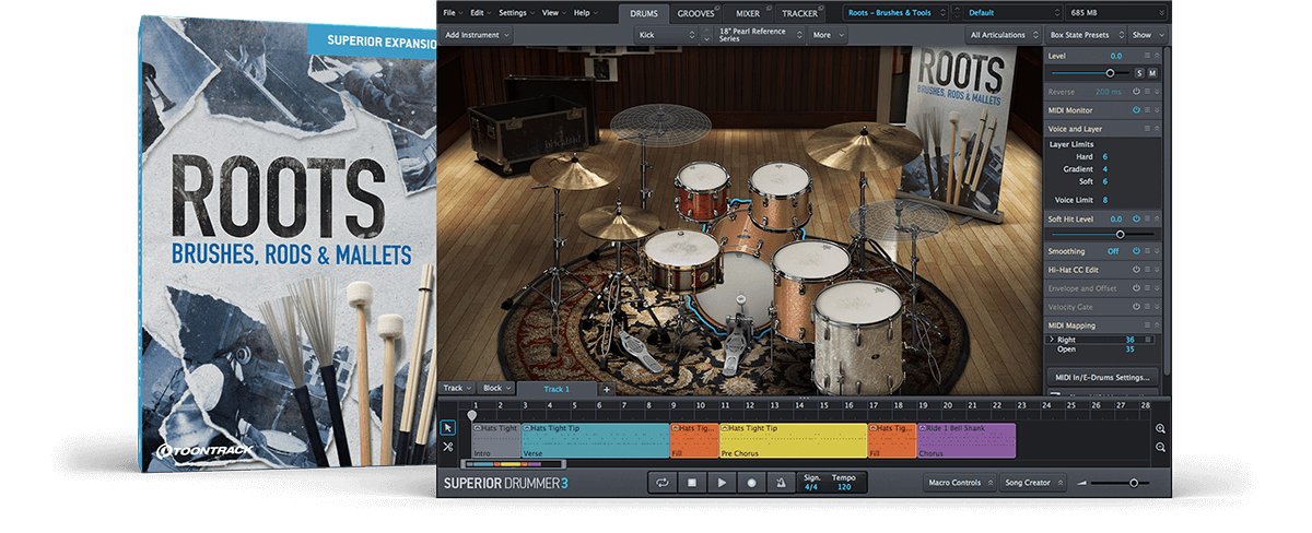 Toontrack Superior Drummer Roots Brushes, Rods & Mallets SDX - ESD