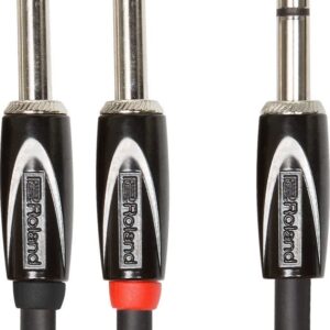Roland 1/4” TRS Jack to Dual TS Jack Interconnect Cable, 10ft / 3m in Black