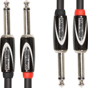 Roland Dual 1/4” TS Jack to Dual 1/4” TS Jack Interconnect Cable, 10ft / 3m in Black