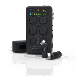 iRig Pro Quattro I/O Deluxe 4 Input Professional Field Recording Interface and Mixer with Mics and Accessories