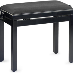 Stagg Rise & Fall Black High Gloss Piano Bench with Black Ribbed Velvet Top