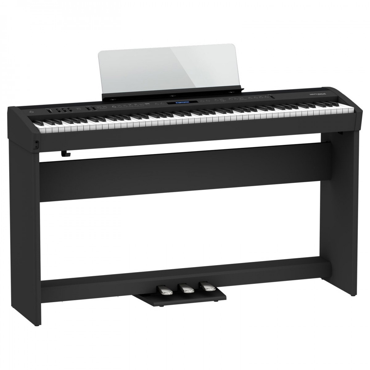 Roland FP-60X Digital Piano with Wood Frame Stand and Pedals, Black