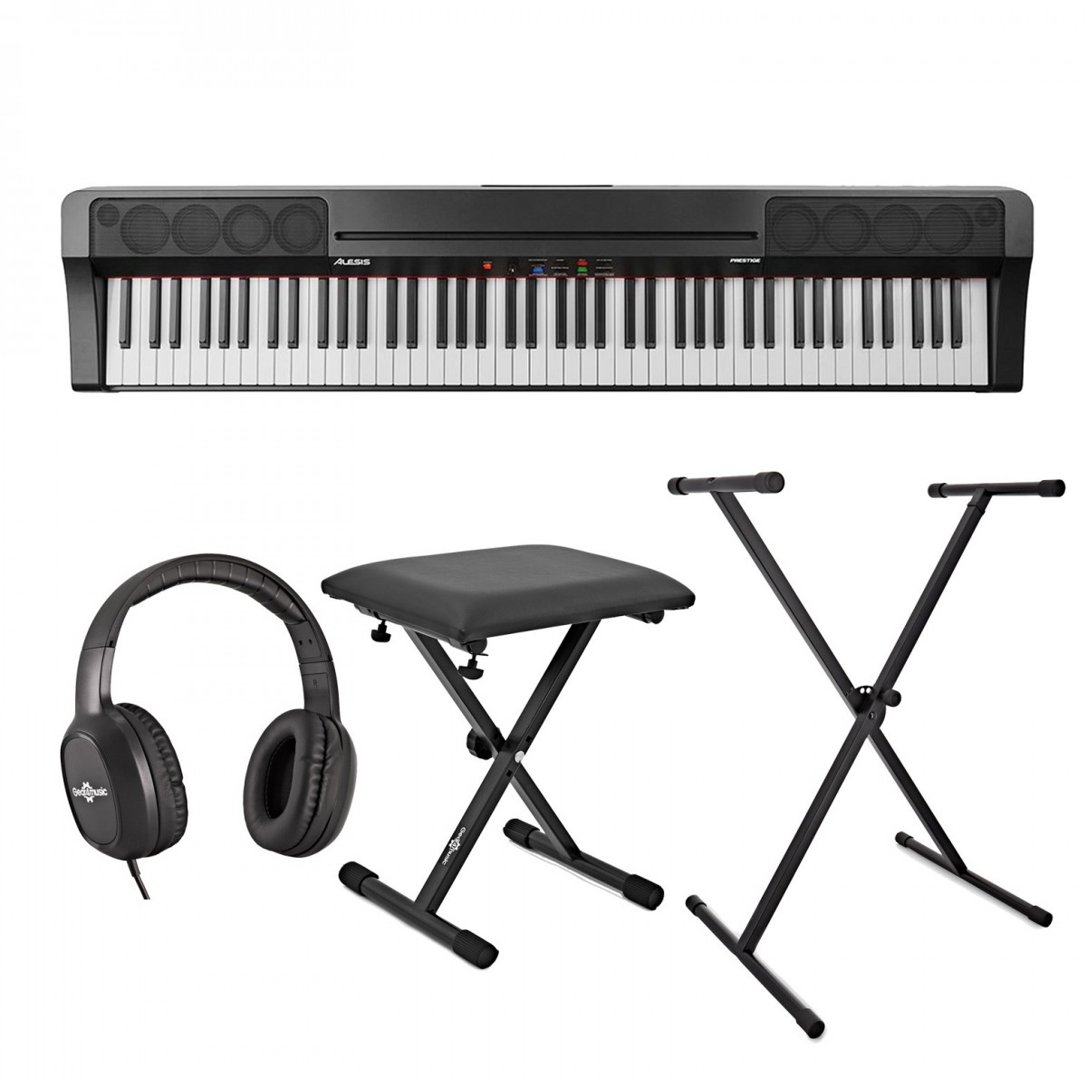 Alesis Prestige Digital Piano, Black Inc. Stand, Bench and Headphones
