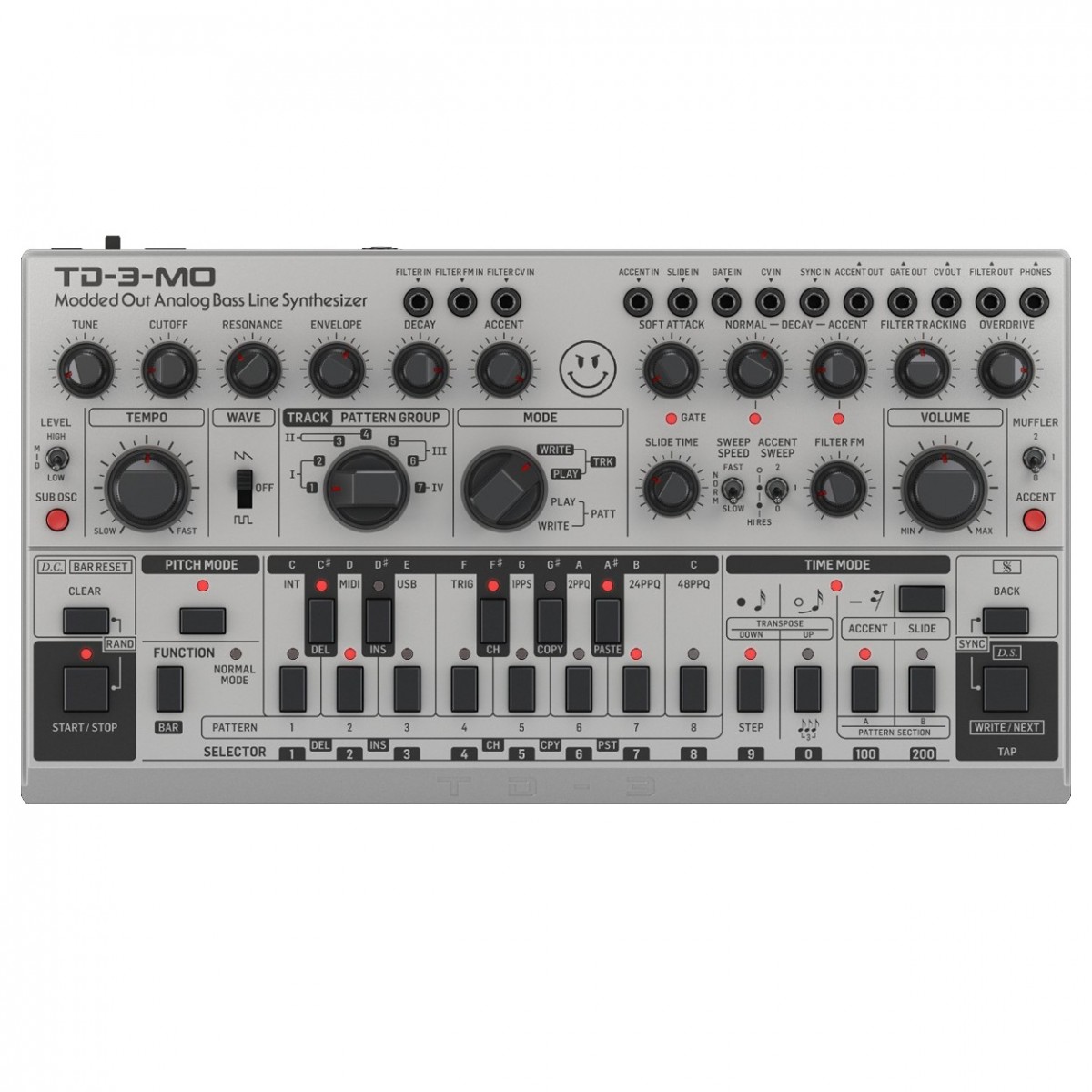 Behringer TD-3-MO Modded Out Analogue Bass Line Synthesizer, Silver