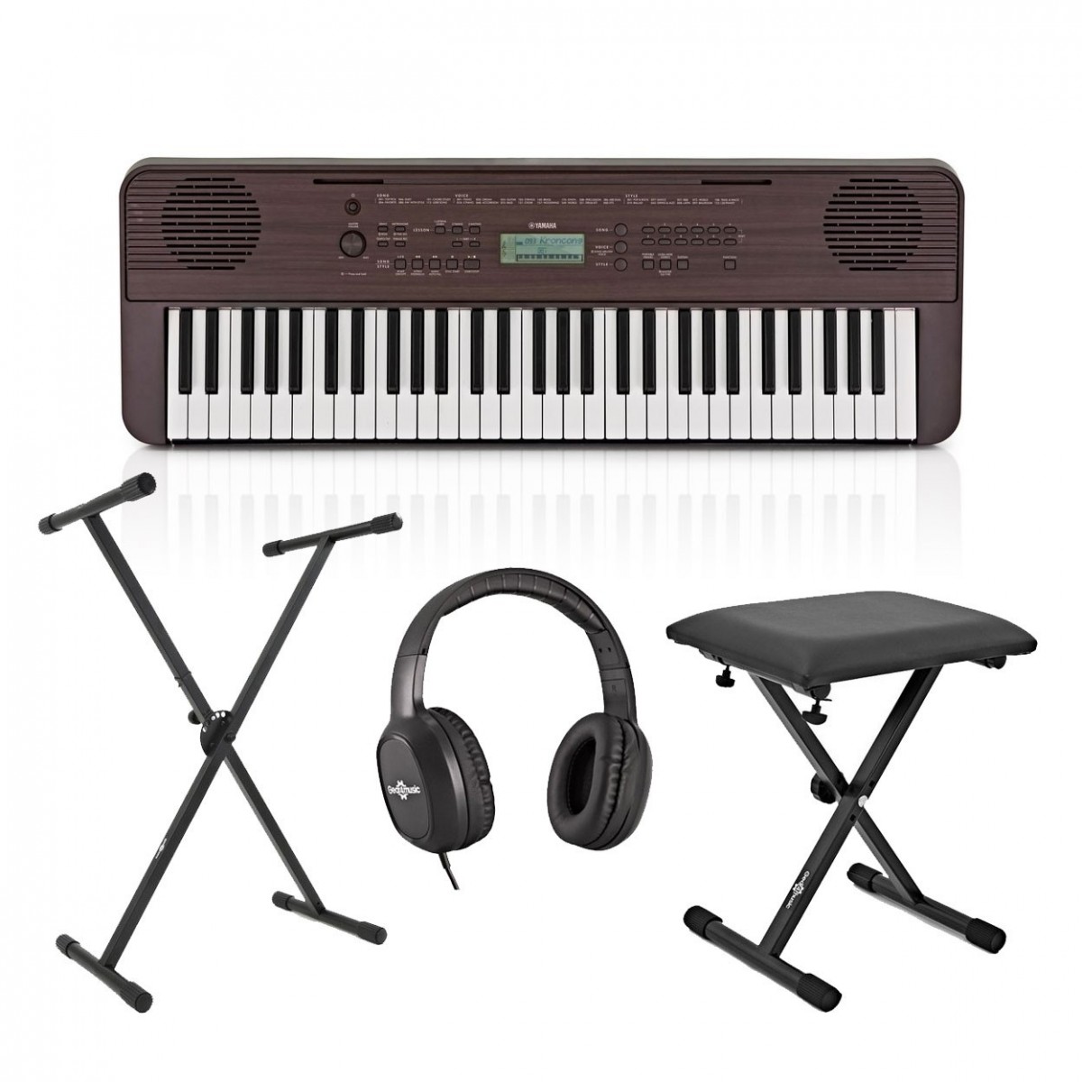 Yamaha PSR E360 Portable Keyboard Pack, Dark Walnut