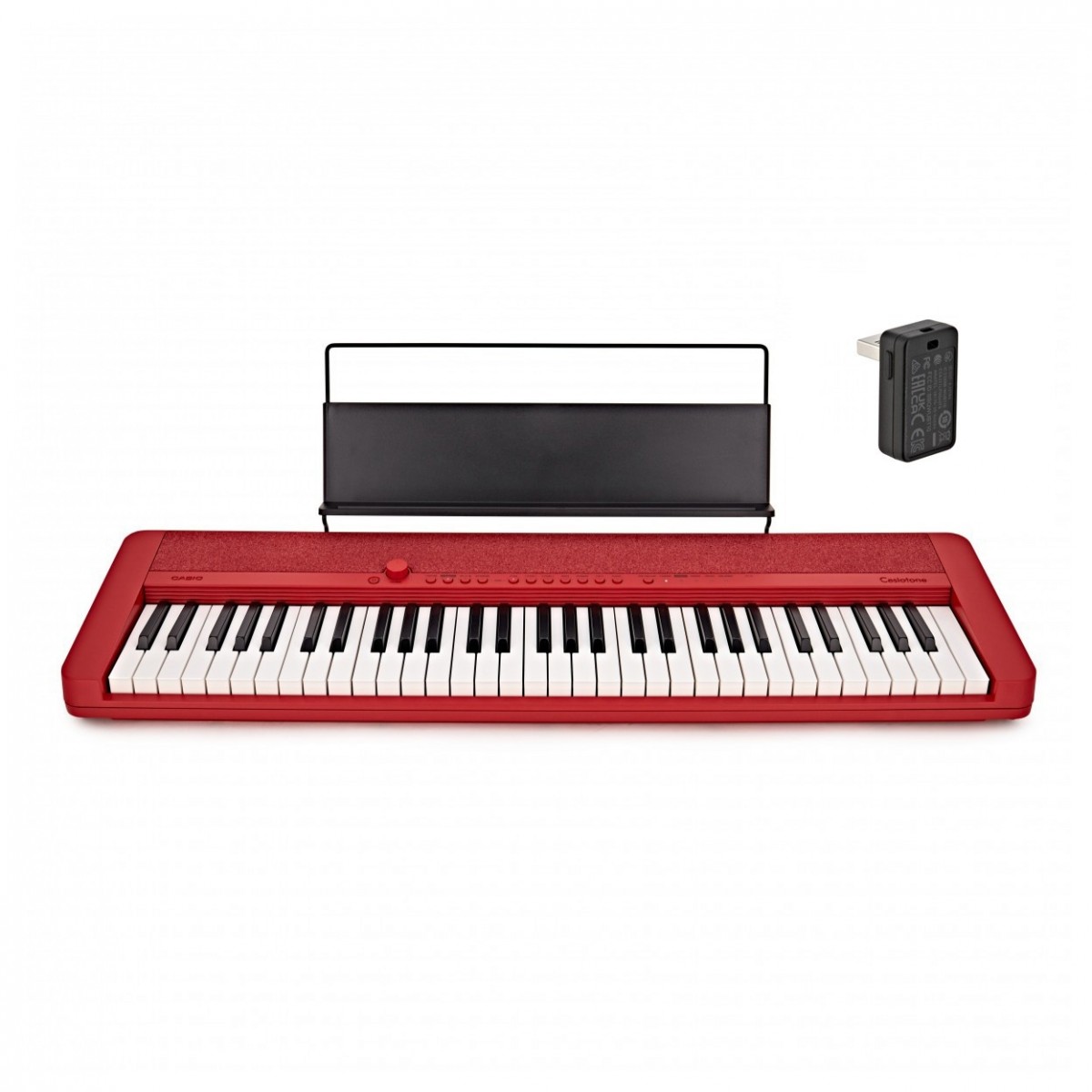 Casio CT-S1 Portable Keyboard with Bluetooth Dongle, Red