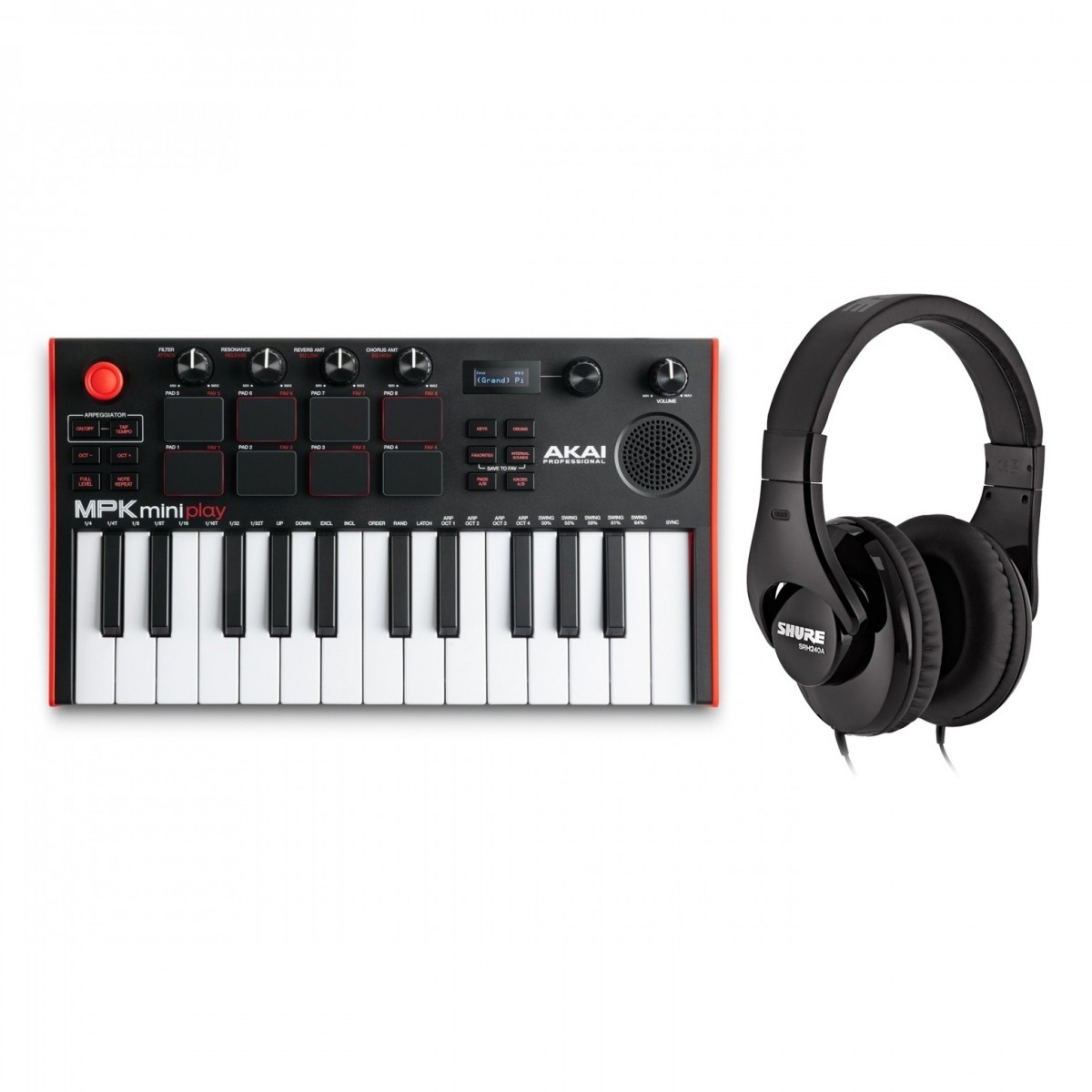 Akai Professional MPK Mini Play MK3 Keyboard + SRH240A Headphones