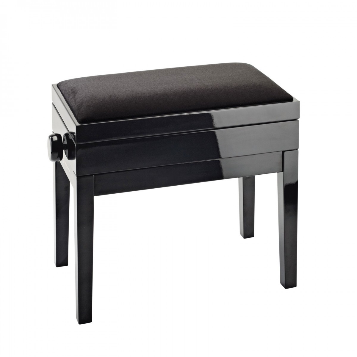 K&M 13950 Piano Bench with Storage, Velvet, Gloss Black