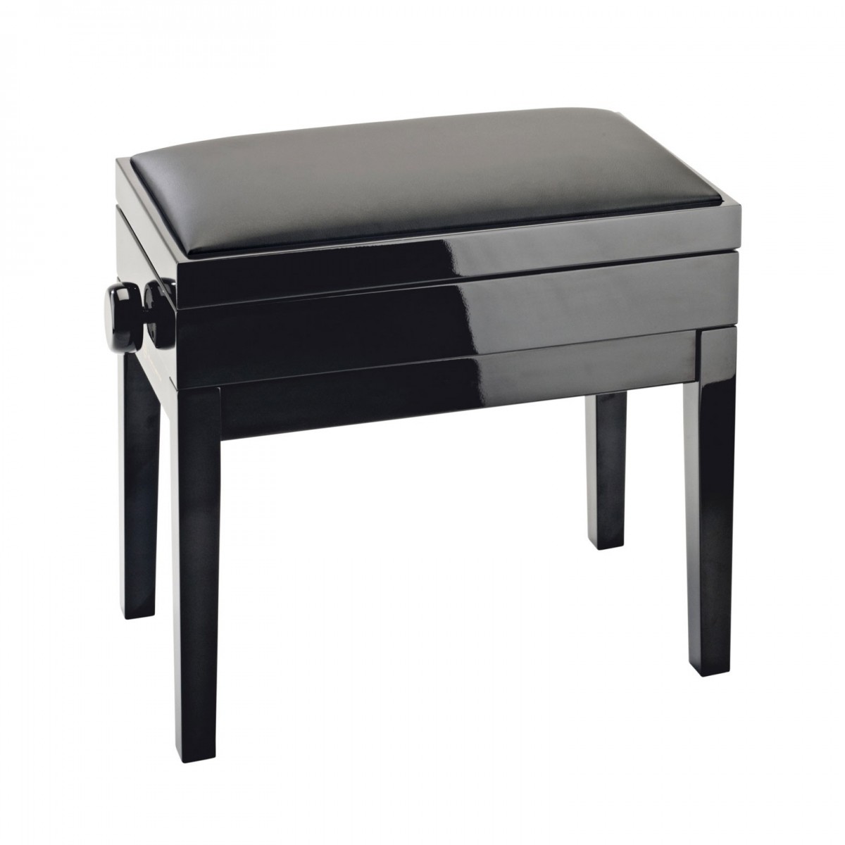 K&M 13951 Piano Bench with Storage, Imitation Leather, Gloss Black