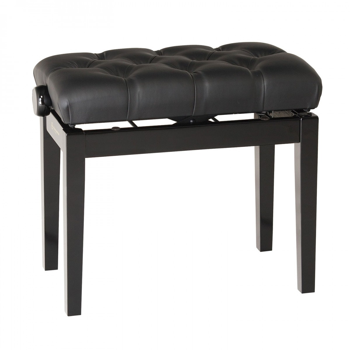 K&M 13981 Piano Bench, Quilted, Leather, Gloss Black