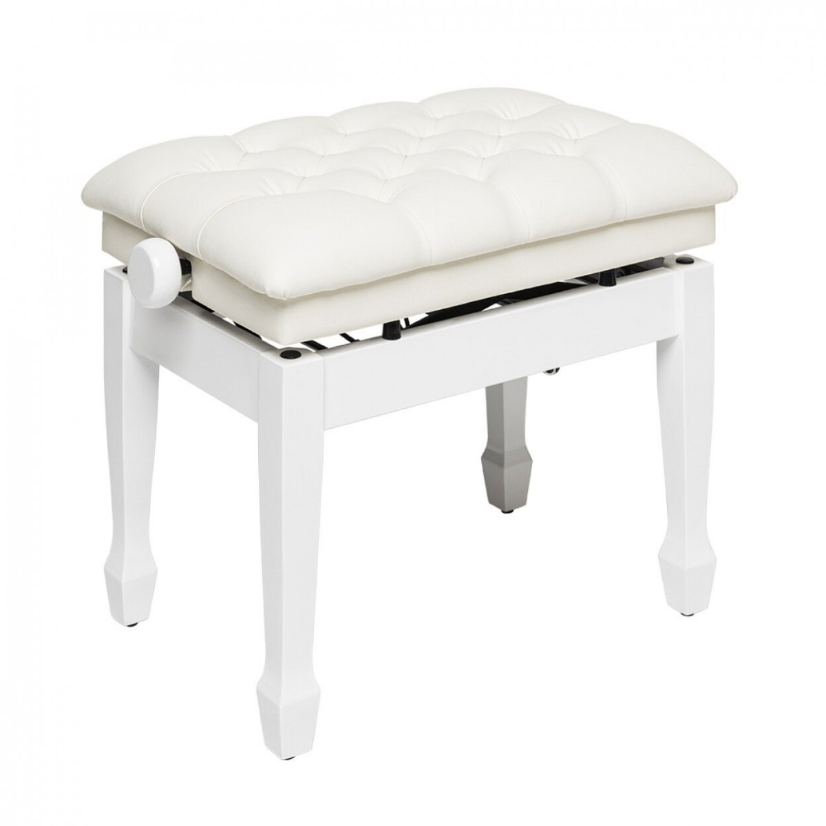 Stagg Concert Hydraulic Piano Bench, White Vinyl, Gloss White