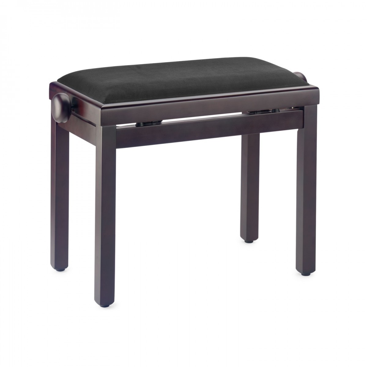 Stagg Adjustable Piano Bench, Black Velvet, Matte Rosewood