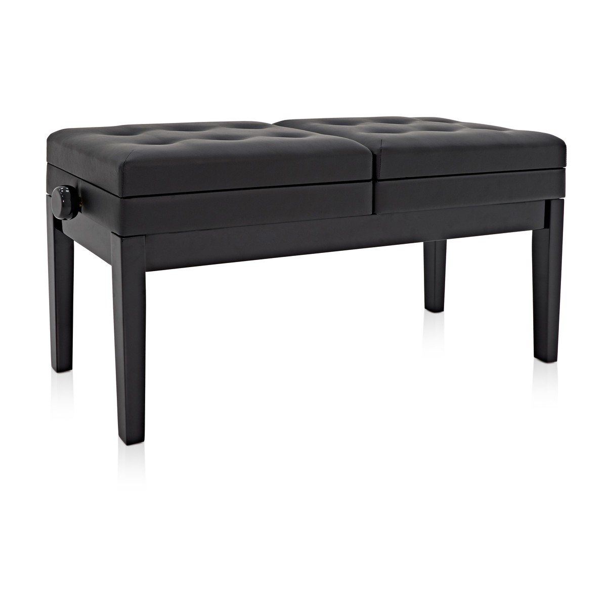 Deluxe Duet Piano Stool with Storage by Gear4music, Gloss Black