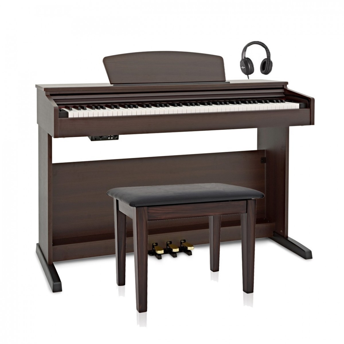 DP-10X Digital Piano by Gear4music + Piano Stool Pack, Dark RW