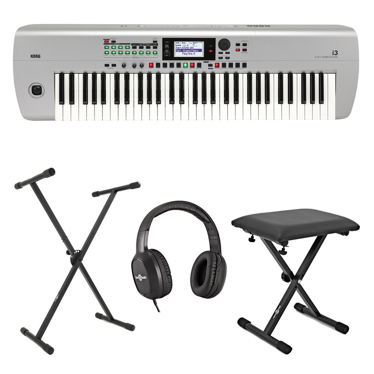 Korg I3 Portable Arranger Workstation Package, Silver