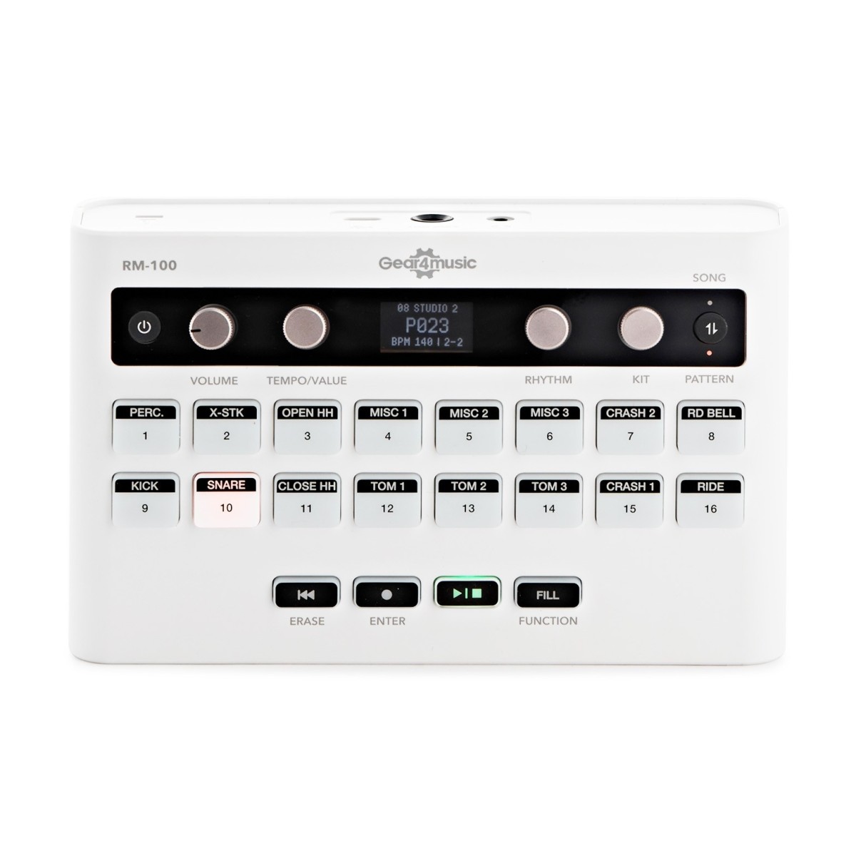 RM-100 Rhythm & Drum Machine by Gear4music, White