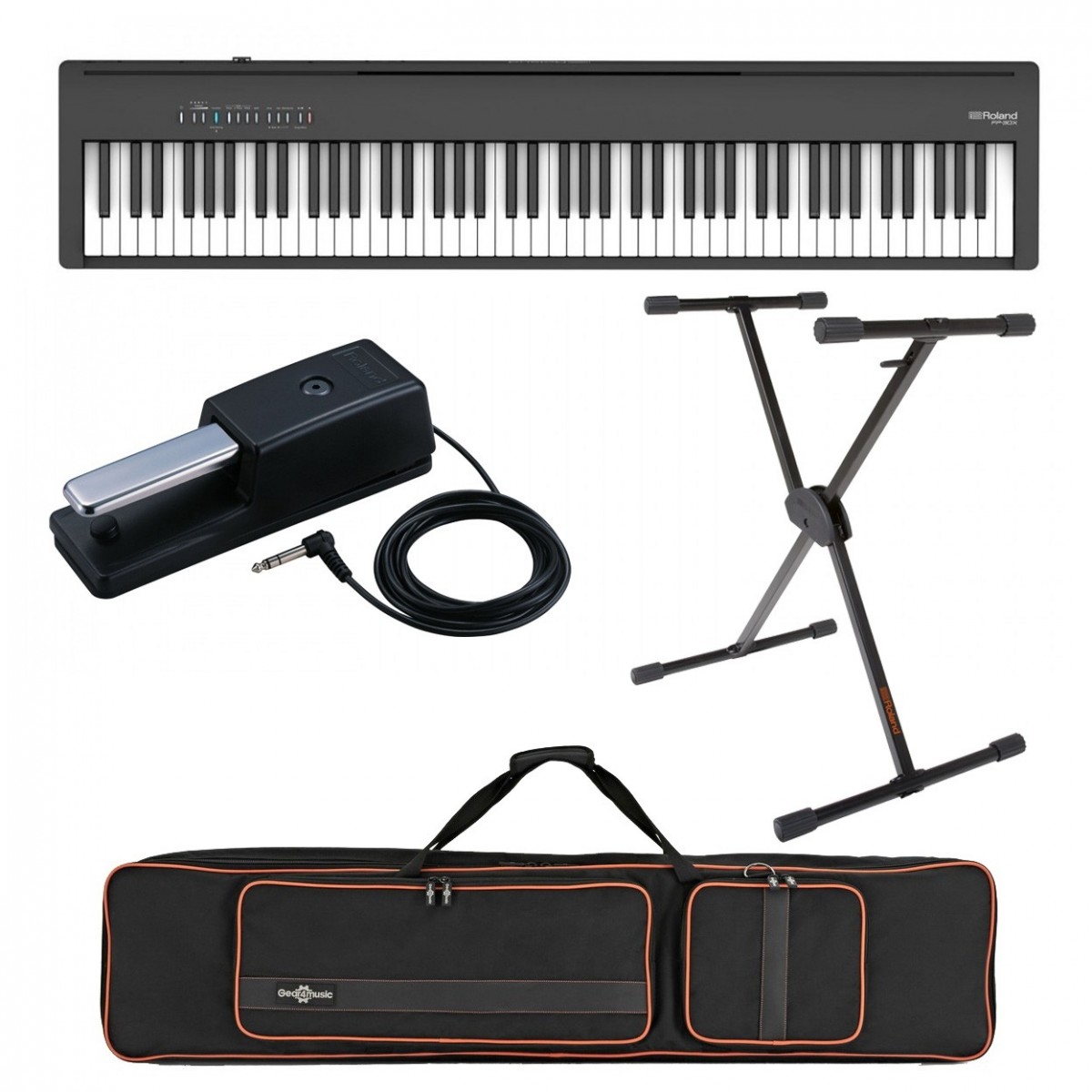 Roland FP-30X Digital Piano Live Performance Bundle, Black