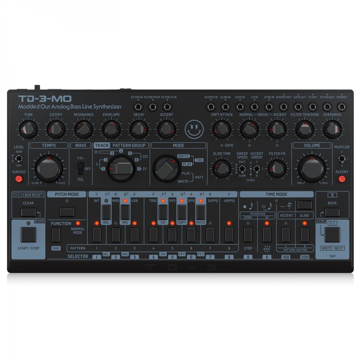Behringer TD-3-MO Modded Out Analogue Bass Line Synthesizer, Black