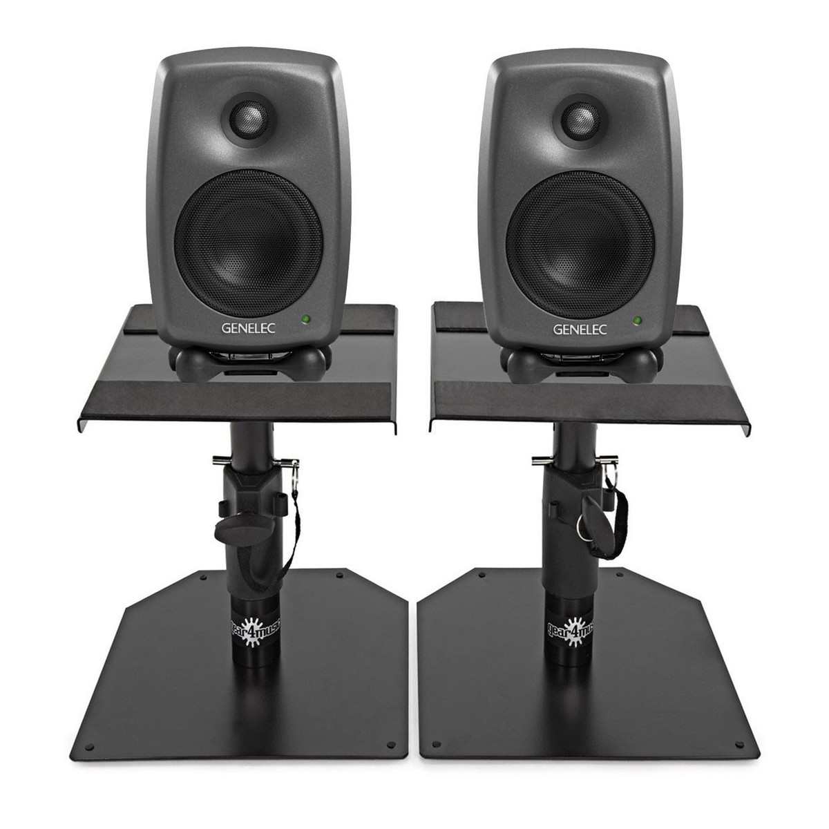 Genelec 8020D Studio Monitors, Grey (Pair) with Desktop Stands