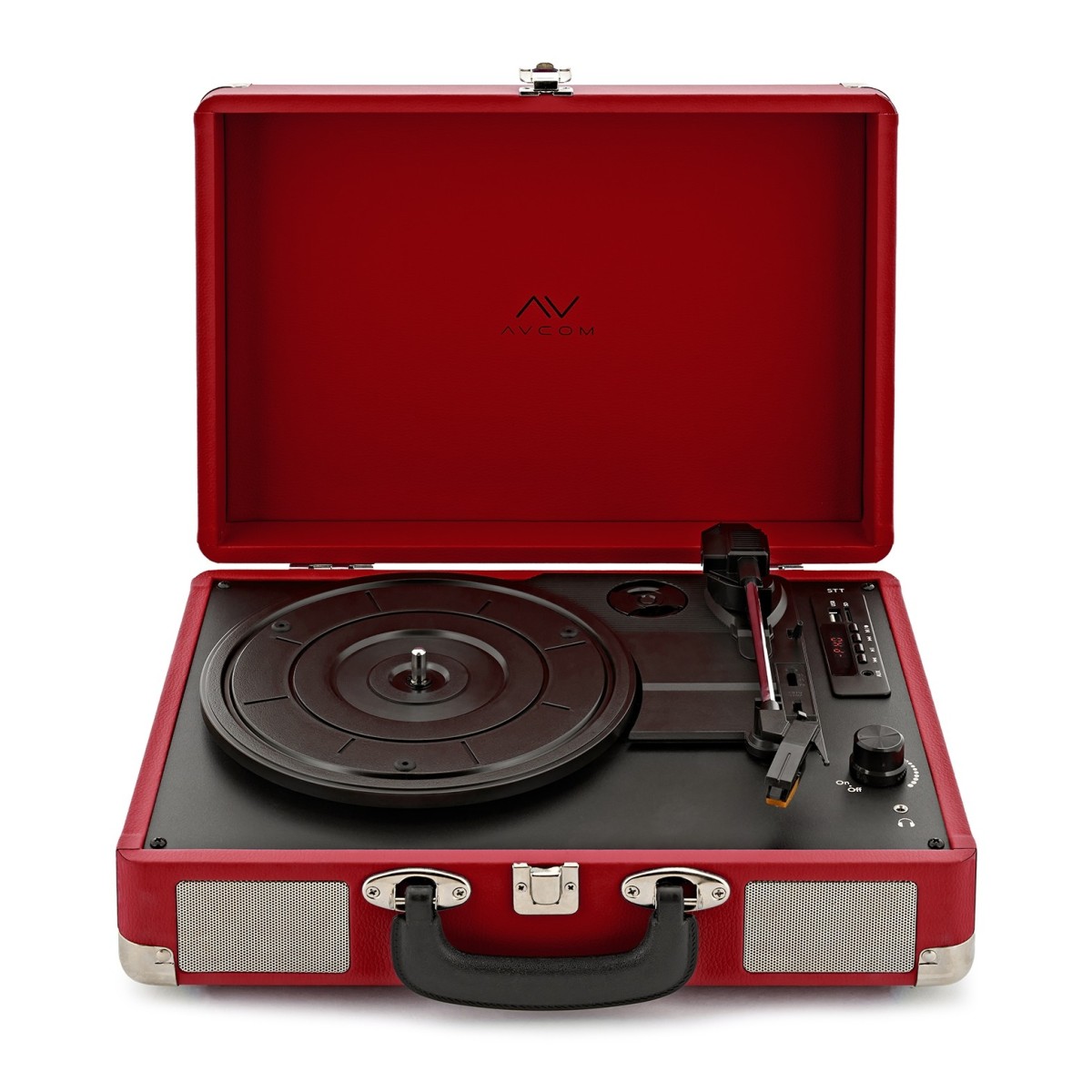 AVCOM Suitcase Turntable with Bluetooth, Red