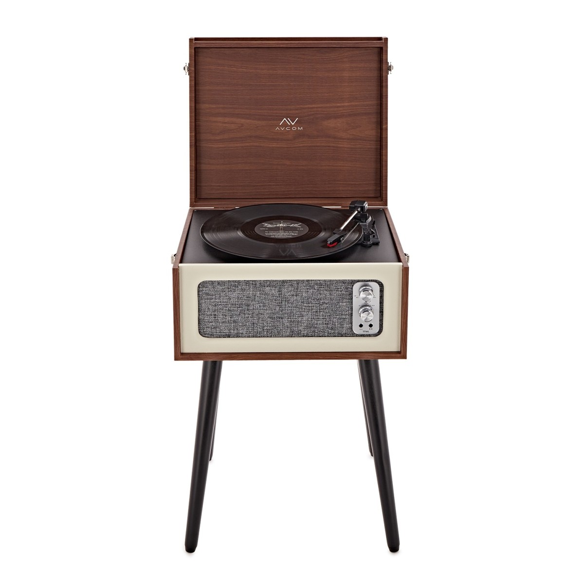 AVCOM Standing Turntable with Bluetooth, Walnut