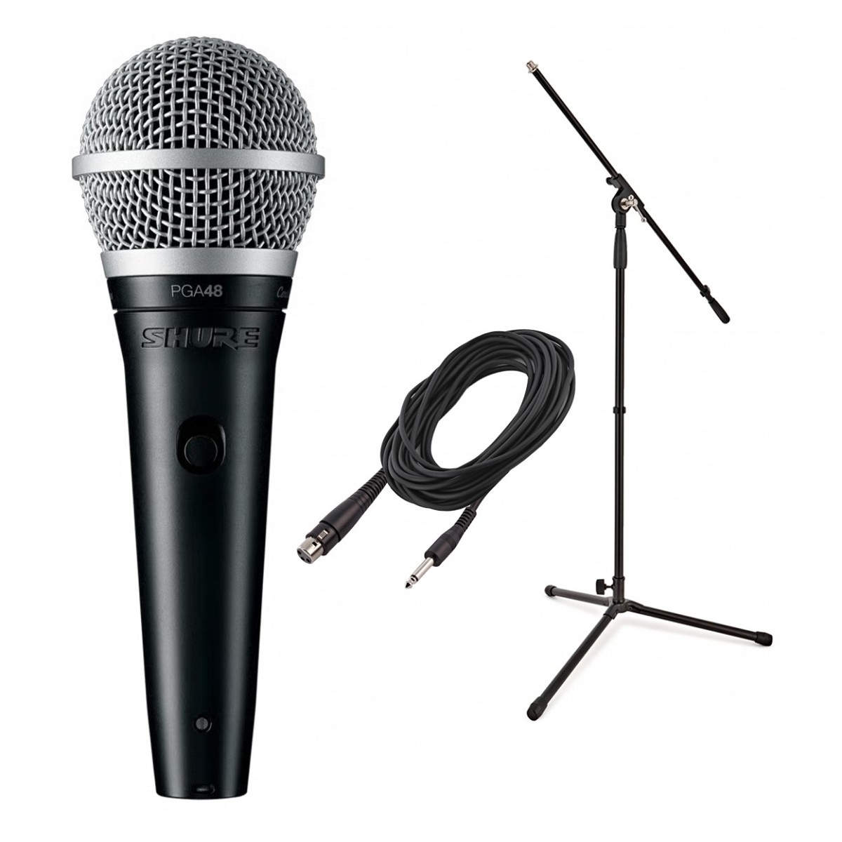 Shure PGA48 Cardioid Dynamic Vocal Microphone, with XLR to Jack Cable Bundle