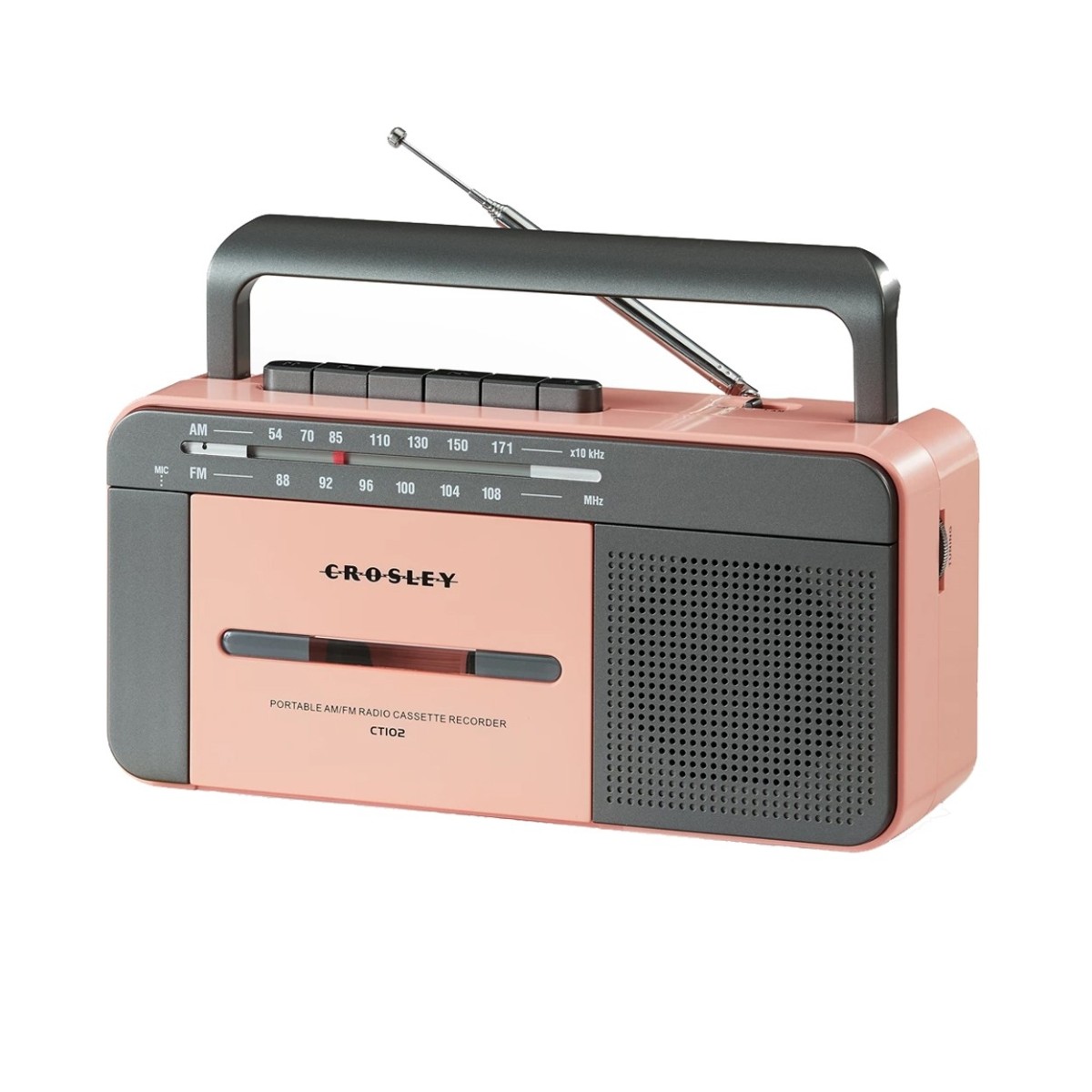 Crosley CT102 Cassette Player, Rose Gold/Grey