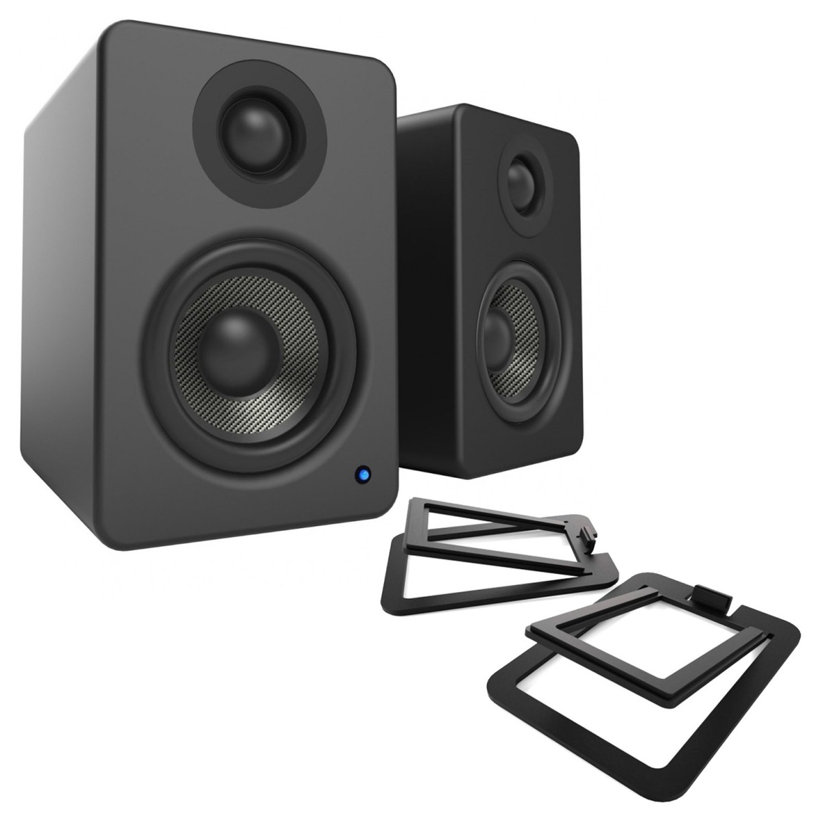 Kanto YU2 Powered Desktop Speakers with S2 Tilted Speaker Stands, Matte Black