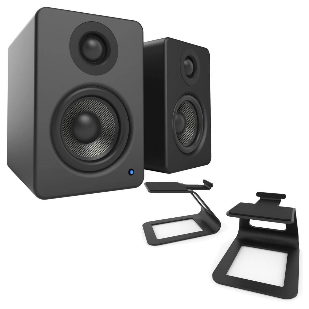 Kanto YU2 Powered Desktop Speakers with SE2 Elevated Speaker Stands, Matte Black