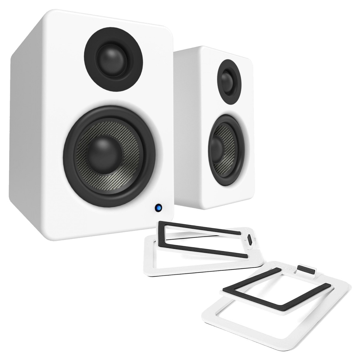 Kanto YU2 Powered Desktop Speakers with S2 Tilted Speaker Stands, White