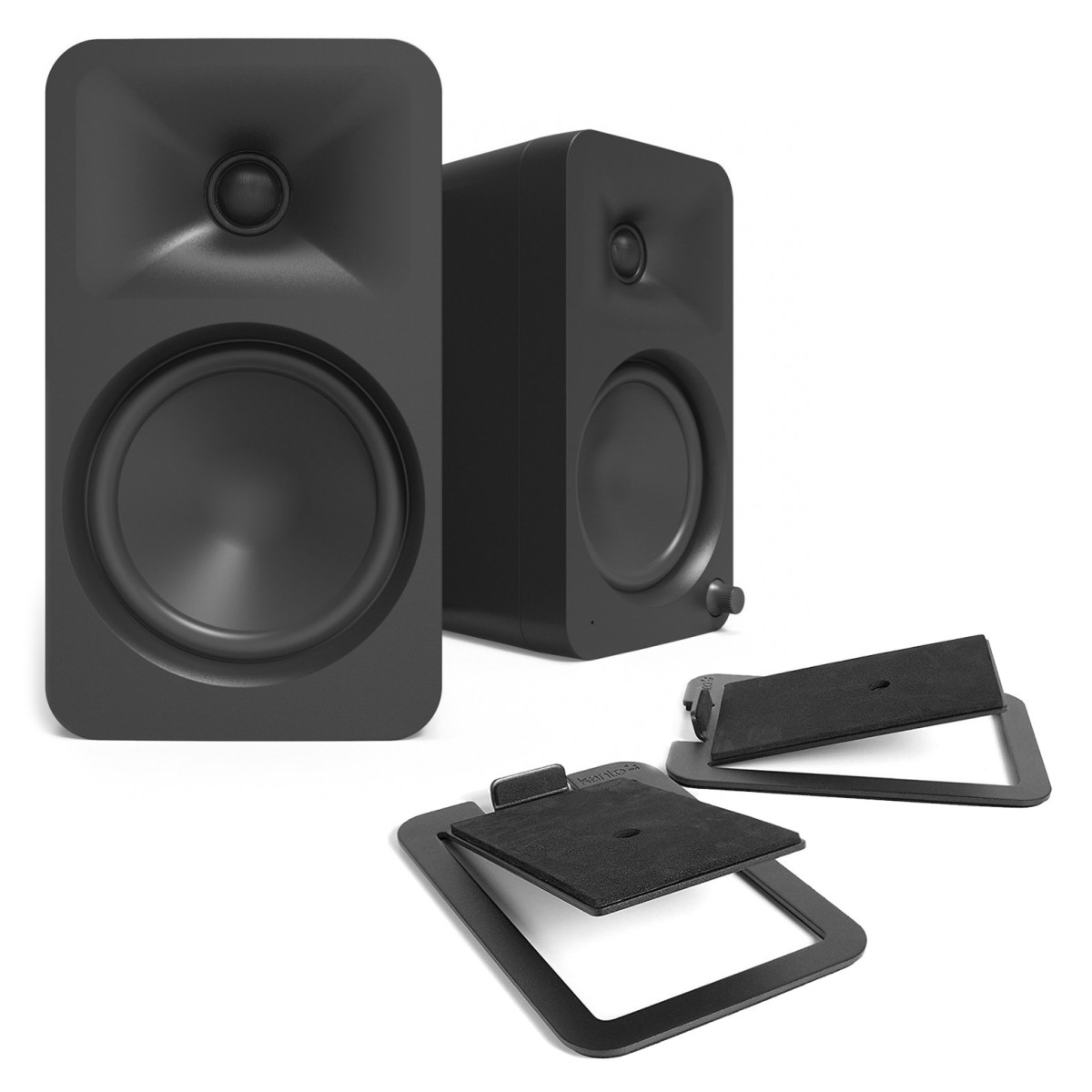 Kanto ORA4 with S4 Tilted Speaker Stands, Black