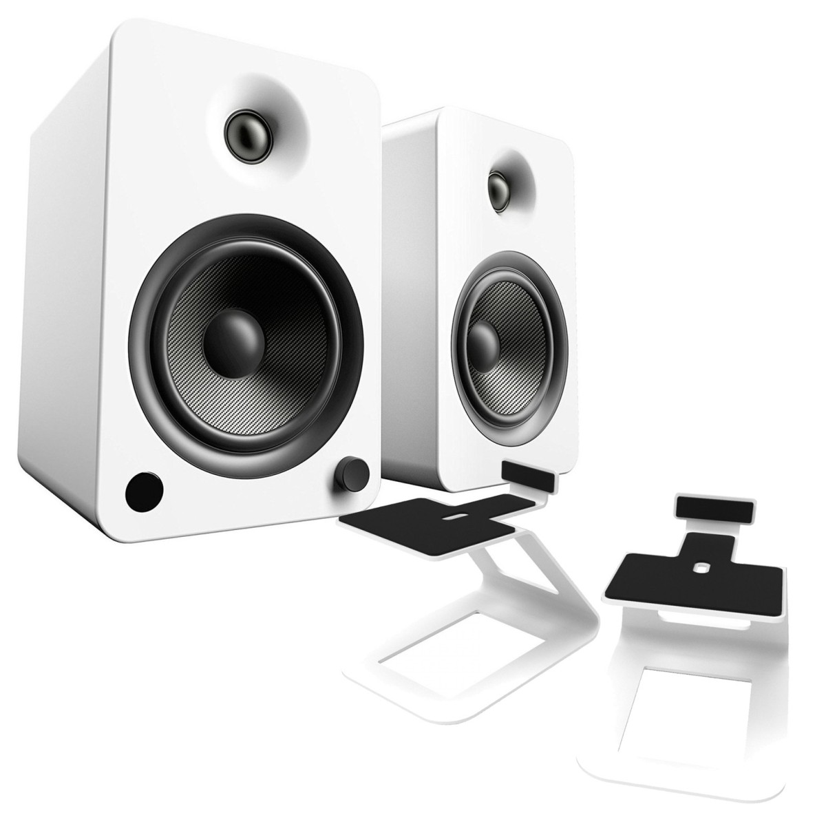Kanto YU6 Powered Bookshelf Speakers with SE6 Elevated Speaker Stands, White