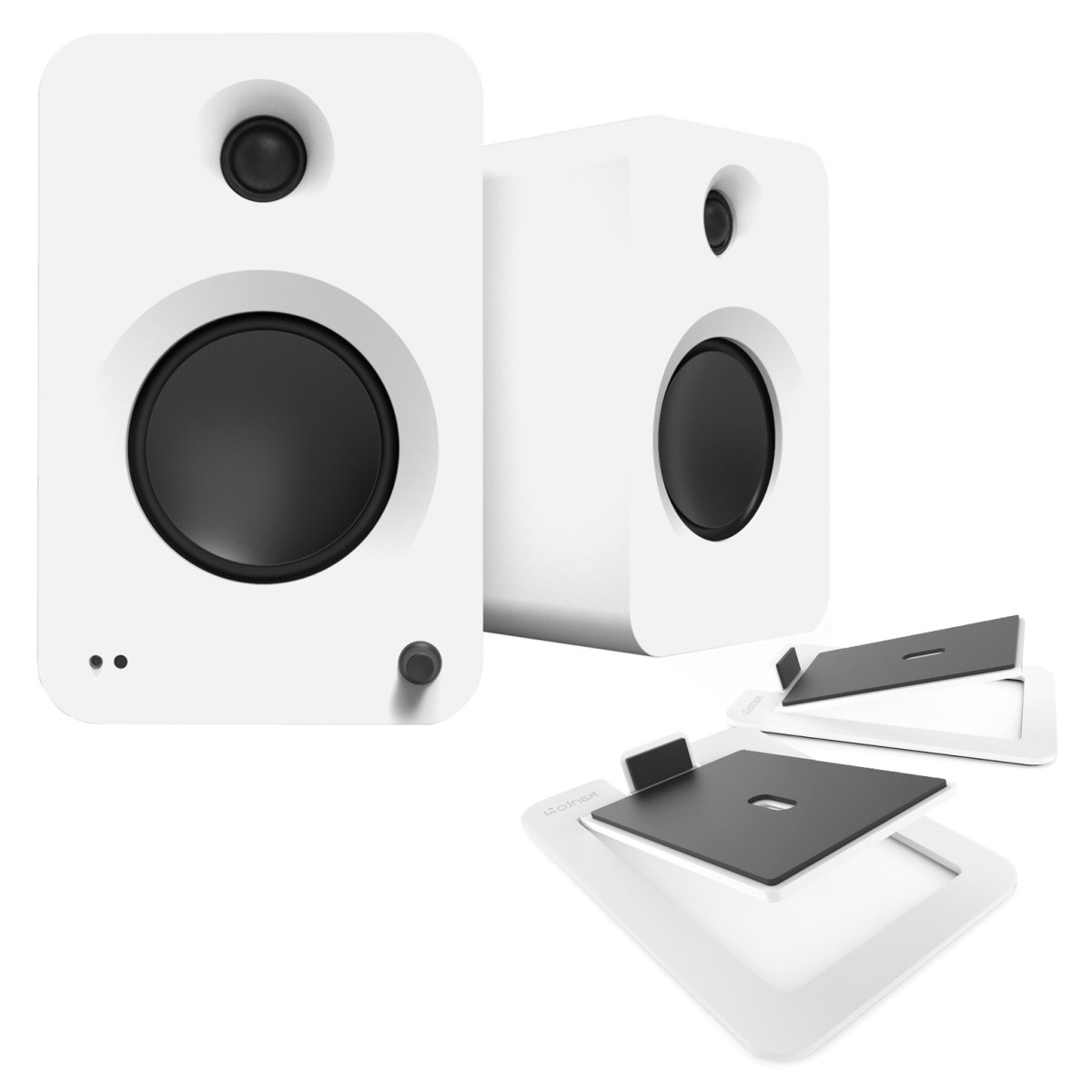 Kanto REN Powered Speakers with S6 Tilted Stands, Matte White