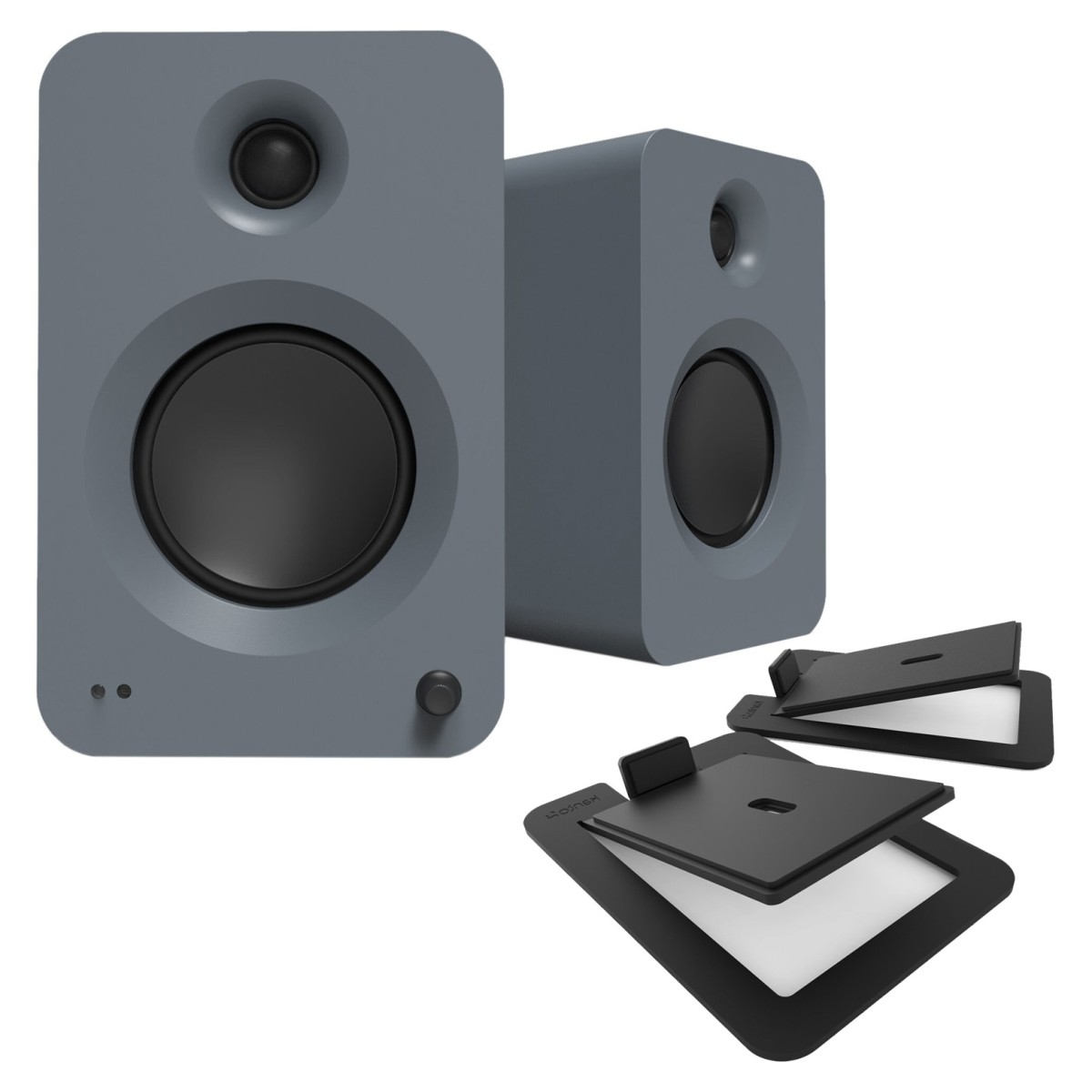 Kanto REN Powered Speakers with S6 Tilted Stands, Matte Grey