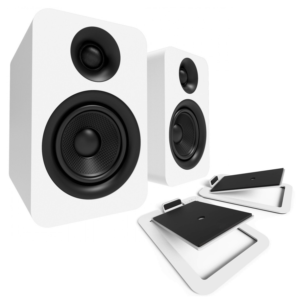 Kanto YU Passive 4'' Bookshelf Speakers with S4 Tilted Stands, Matte White