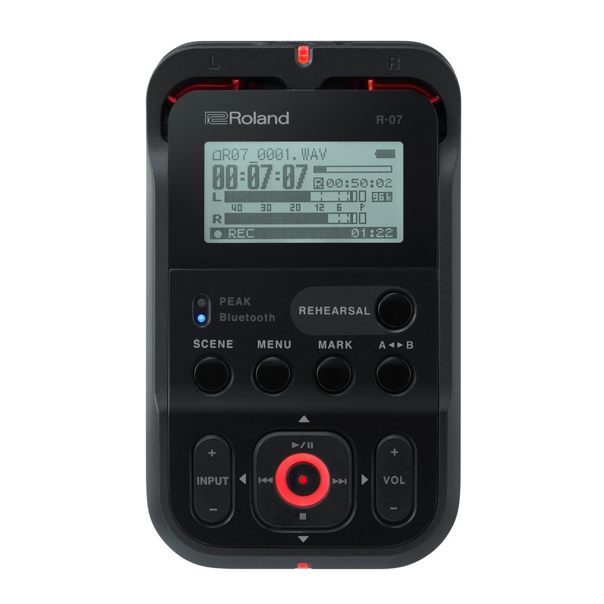 Roland R-07 High Resolution Audio Recorder, Black