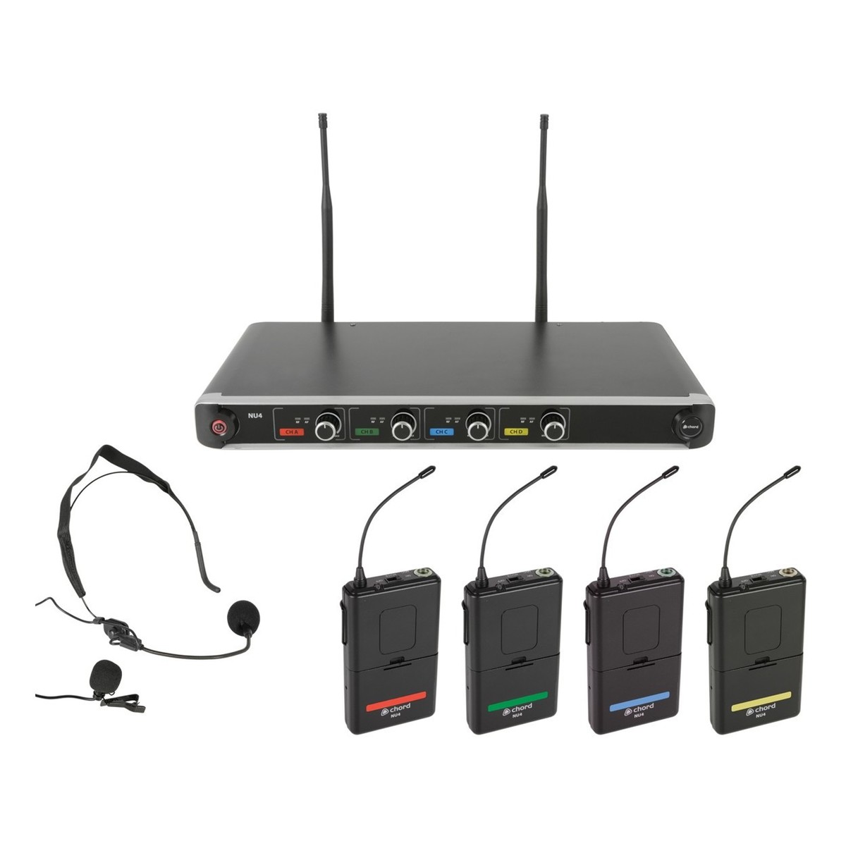 Chord NU4 Quad UHF Wireless System, Neck/Lapel