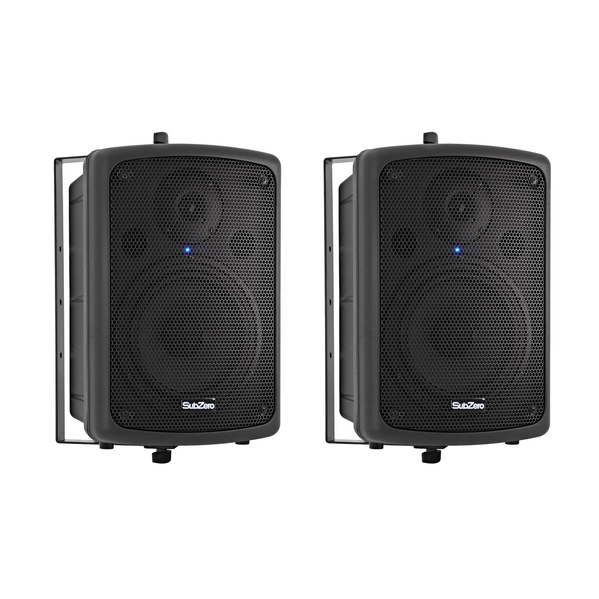 SubZero 80W 8'' Active PA Speaker with Yoke Bracket, Pair